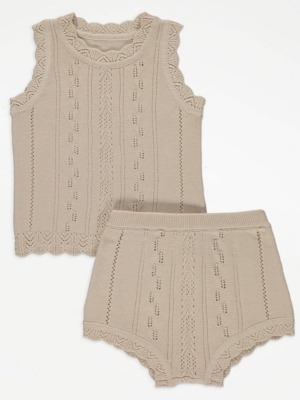 Neutral Knitted Vest and Bloomers Outfit Baby at ASDA