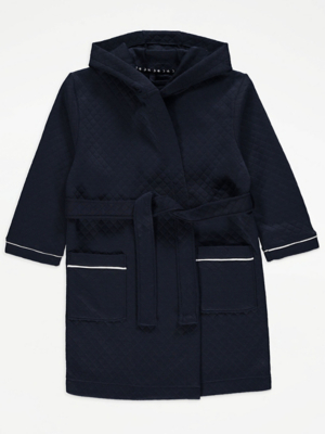 Navy Quilted Dressing Gown Kids at ASDA