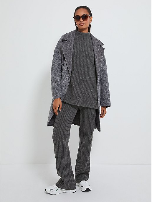 Grey Ribbed Knitted Flared Trousers | Women | George at ASDA