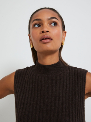 Chocolate Ribbed Knitted Sleeveless Top Women at ASDA