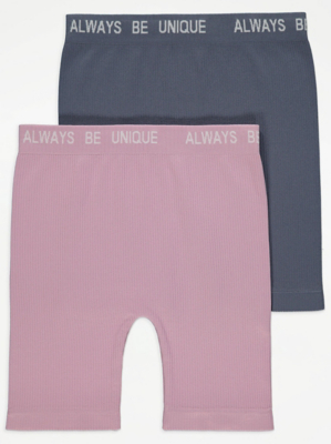 Seam Free Ribbed Cycling Shorts 2 Pack Kids at ASDA