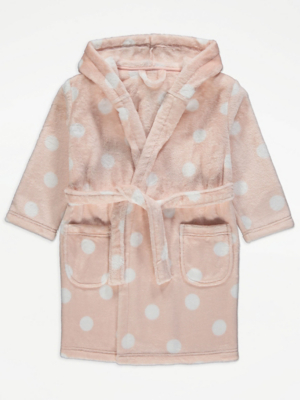 Light Pink Spot Dressing Gown Kids at ASDA