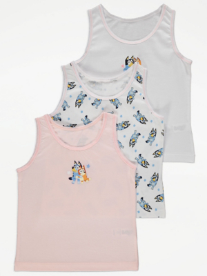 Bluey Character Print Vests 3 Pack Kids at ASDA
