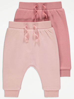 Pink Joggers 2 Pack Baby at ASDA