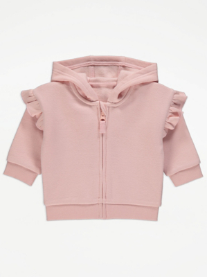Pink Frill Hoodie Baby at ASDA