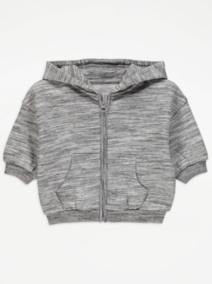 Grey Marl Stripe Zip Through Hoodie Baby at ASDA