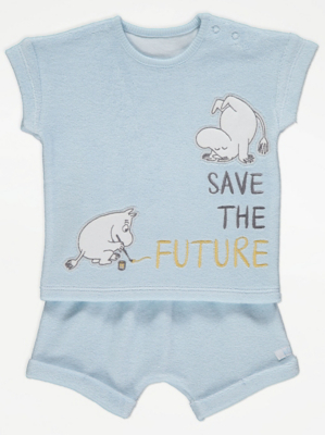 The Moomins Light Blue Towelling Top and Shorts Outfit Baby at ASDA