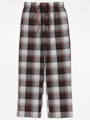 Brown Woven Checked Loungewear Bottoms Men at ASDA