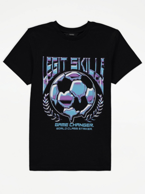 Black Legit Skills Football Print TShirt Kids at ASDA
