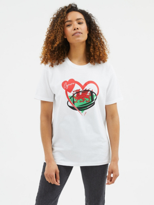 White Wales Rugby Graphic TShirt Women at ASDA