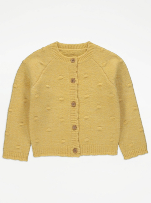 Yellow Knitted Bobble Cardigan Kids at ASDA