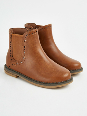Tan Zip Up Chelsea Boots Kids at ASDA