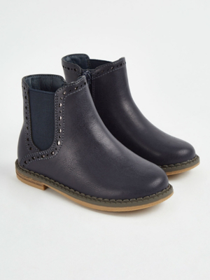 Navy Zip Up Chelsea Boots Kids at ASDA