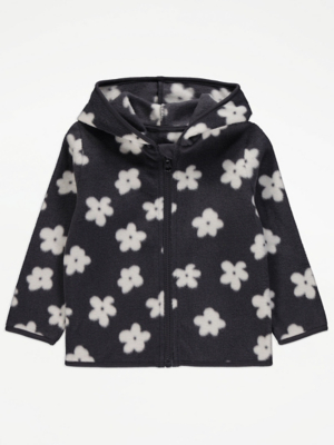 Grey Floral Zip Up Fleece Kids at ASDA