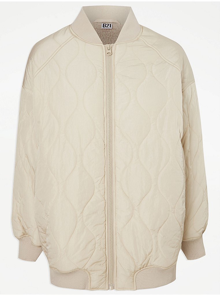 G21 Neutral Onion Quilted Oversized Jacket | Women | George at ASDA