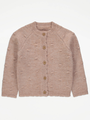 Pink Knitted Bobble Cardigan Kids at ASDA
