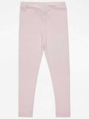 Pink Pointelle Thermal Leggings Kids at ASDA