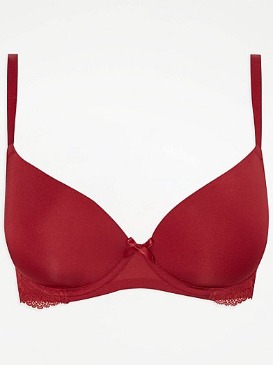 ADORE ME Push-Up Bra 36B Burgundy Underwire Padded Lace Bow