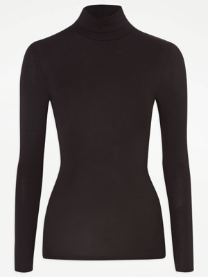 Black Thermal Roll Neck Top Lingerie at ASDA