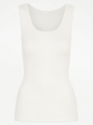 Ivory Super Soft Pointelle Thermal Vest Lingerie at ASDA