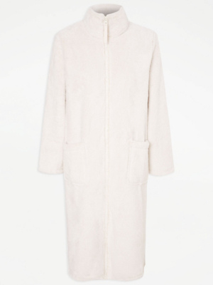 Neutral Zip Up Dressing Gown Lingerie at ASDA