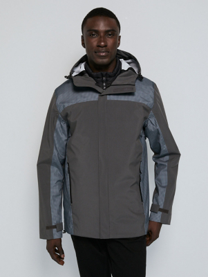 Grey Grid Lightweight Waterproof Jacket Men George at ASDA