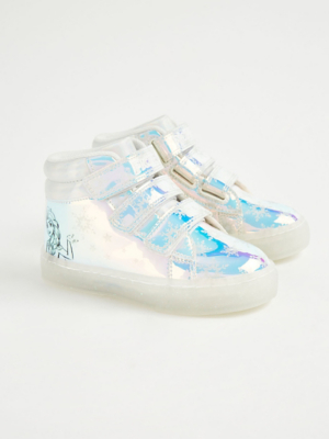 Disney Frozen Iridescent Light Up High Top Trainers Kids at ASDA