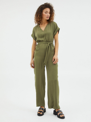 Khaki V Neck Jumpsuit Women at ASDA