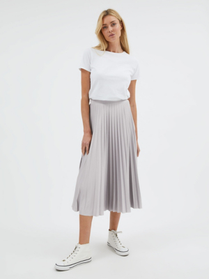 Grey Pleated Midi Skirt Women at ASDA