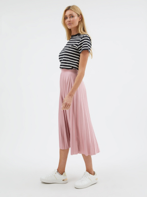 Pink Pleated Midi Skirt Women at ASDA