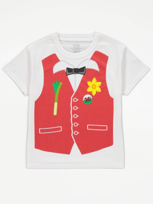Welsh Traditional Waistcoat White TShirt Kids at ASDA