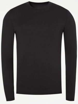 Black Long Sleeve Base Layer Top Men at ASDA