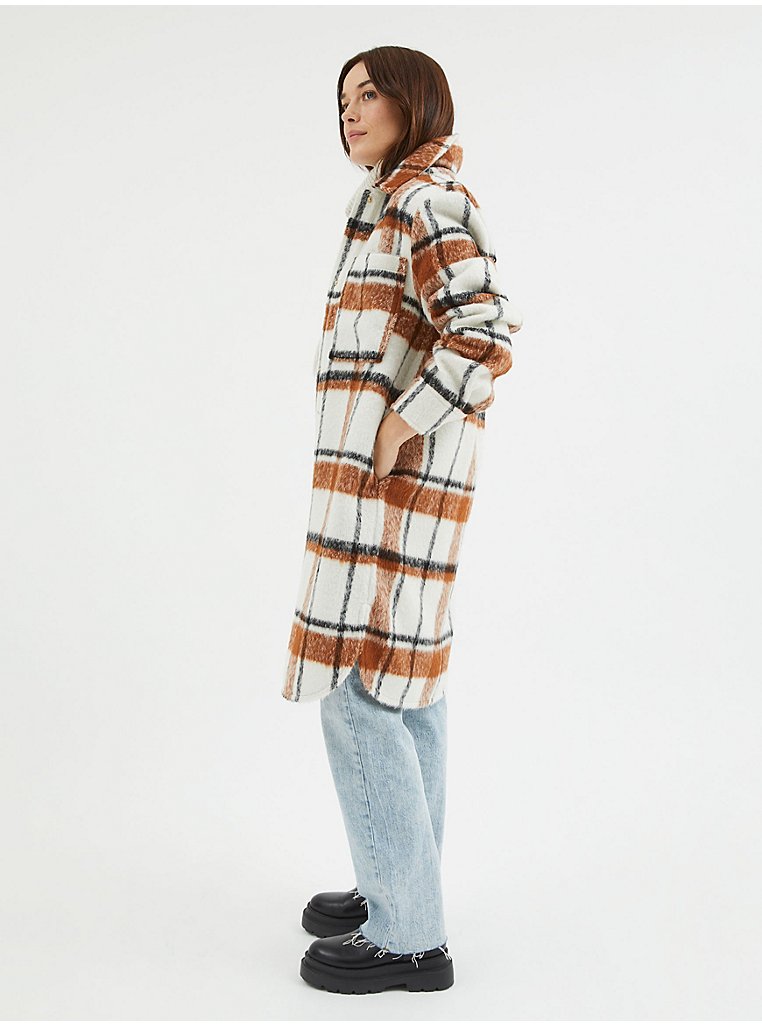 Brown Checked Longline Shacket | Women | George at ASDA