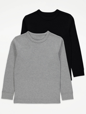 Plain Long Sleeve Thermal Tops 2 Pack Kids at ASDA