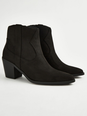 Black Suede Western Ankle Boots Women at ASDA