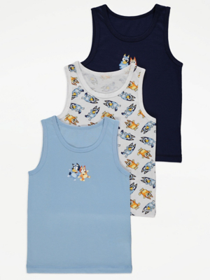 Bluey Character Print Vests 3 Pack Kids at ASDA