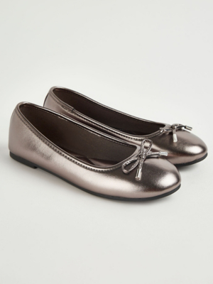 Silver Metallic Quilted Ballet Shoes Women at ASDA