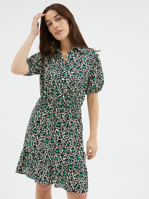 Leopard Star Print Mini Shirt Dress main image 1