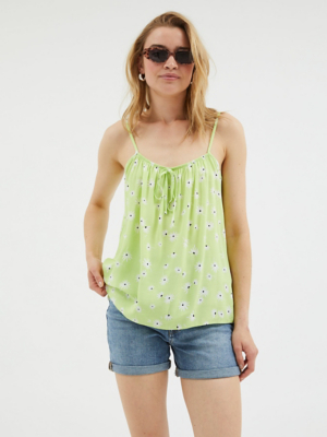 Lime Floral Tie Up Strappy Cami Top Women at ASDA