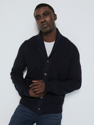 Navy Knitted Shawl Cardigan Men at ASDA