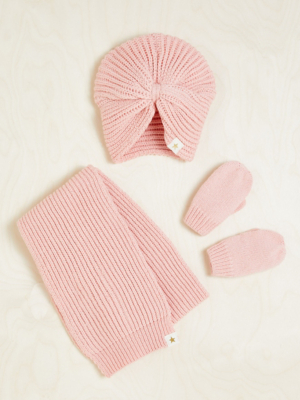 Billie Faiers Pink Chunky Knitted Hat Scarf and Mittens Set Kids