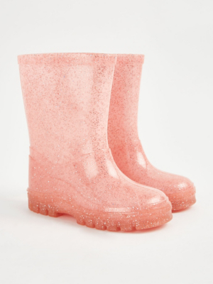 Pink Glitter Wellington Boots Kids at ASDA