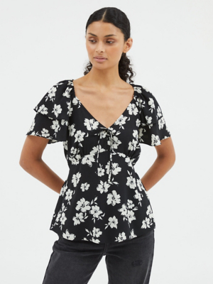 Black Floral Printed Blouse Women at ASDA