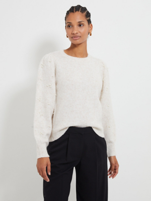Neutral Pearl Knitted Jumper Women at ASDA