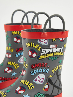 Marvel Spidey and Friends Grey Wellington Boots Kids George at