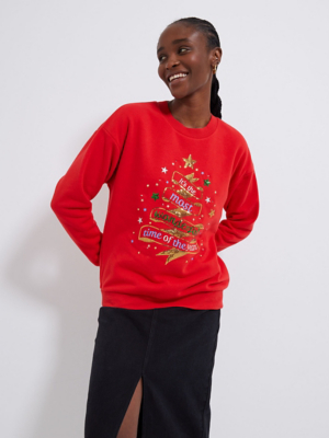Red Sequin Tree Light Up Christmas Jumper Women at ASDA