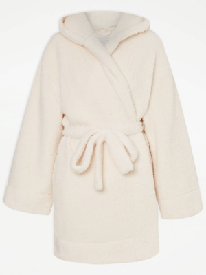 Cream Fleece Wrap Dressing Gown Lingerie at ASDA