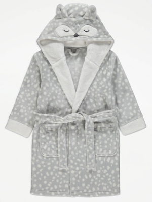 Grey Animal Hooded Dressing Gown Kids at ASDA