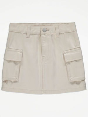 Cream Cargo Skirt Kids at ASDA