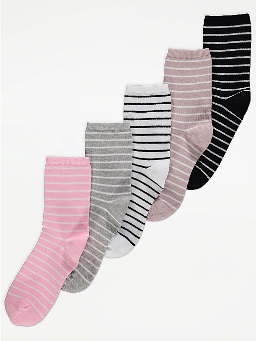 Striped Ankle Socks 5 Pack | Women | George at ASDA